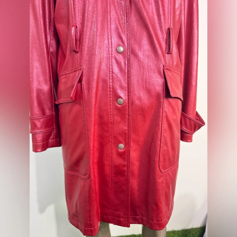 Burberry Red Hooded Trench Coat - Picture 2 of 16